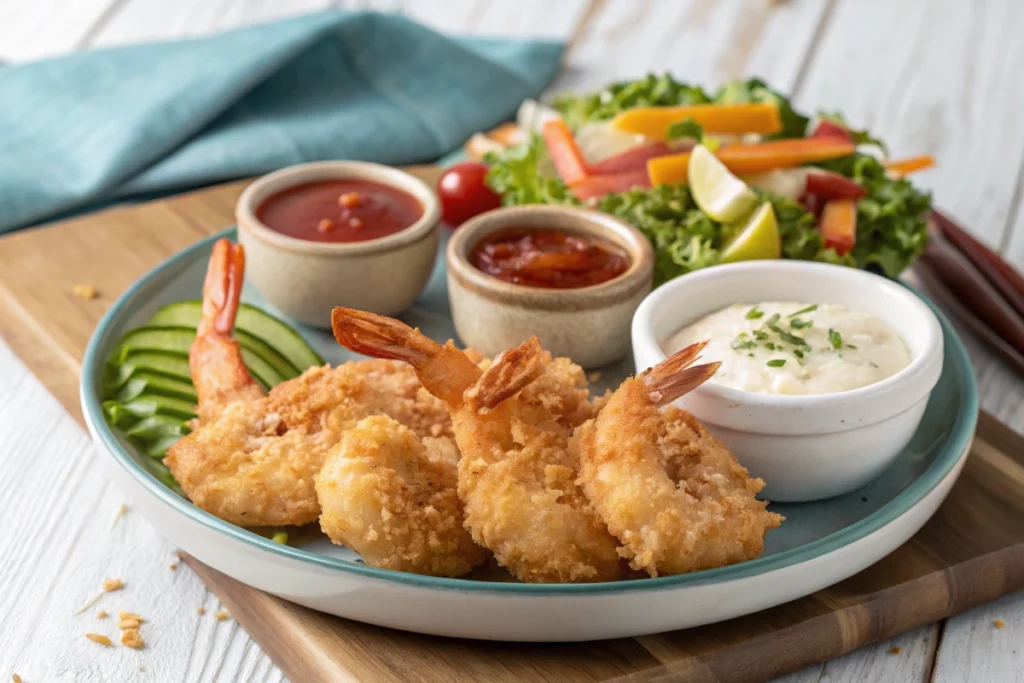 Frozen coconut shrimp being baked on a tray