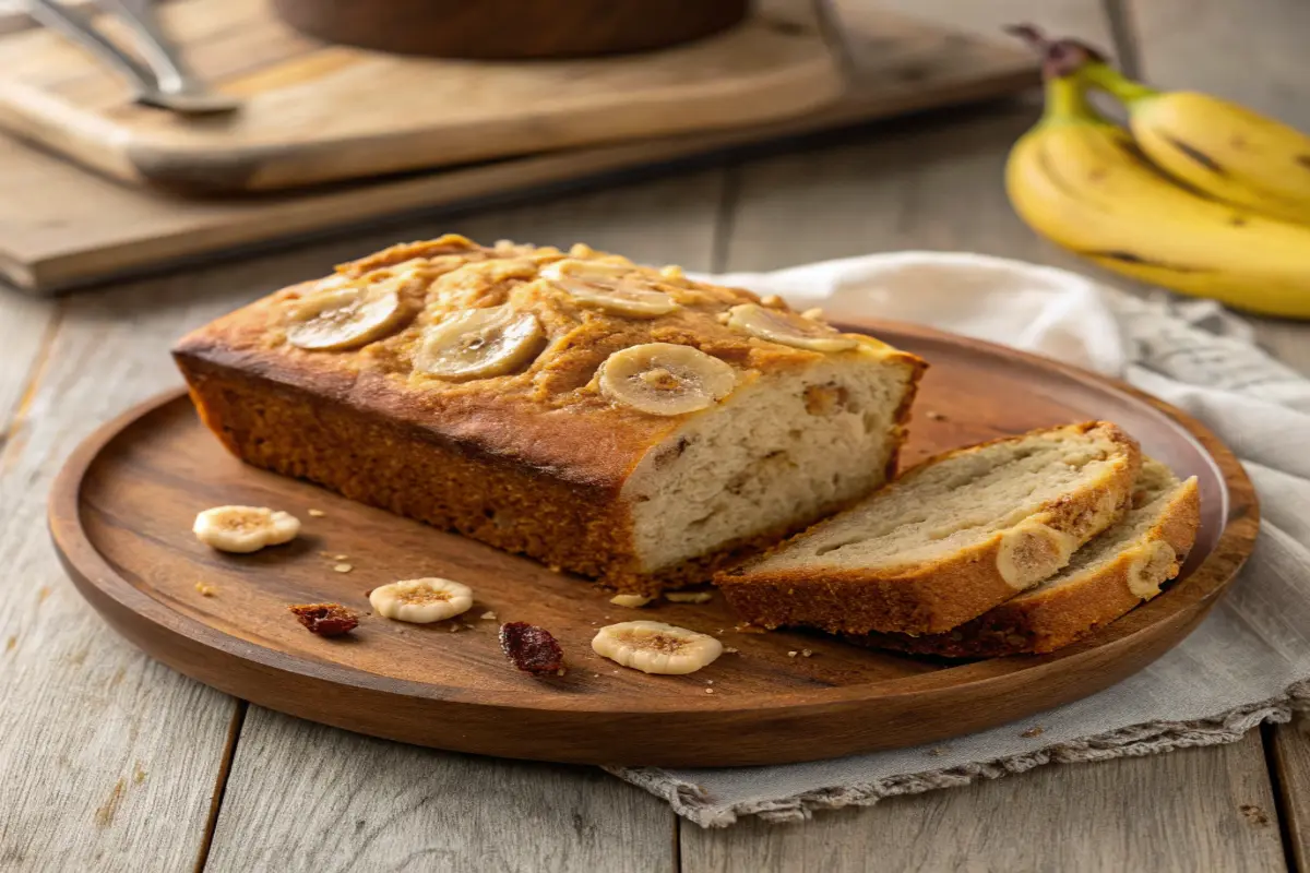 Starbucks Banana Bread on a plate ready to eat.