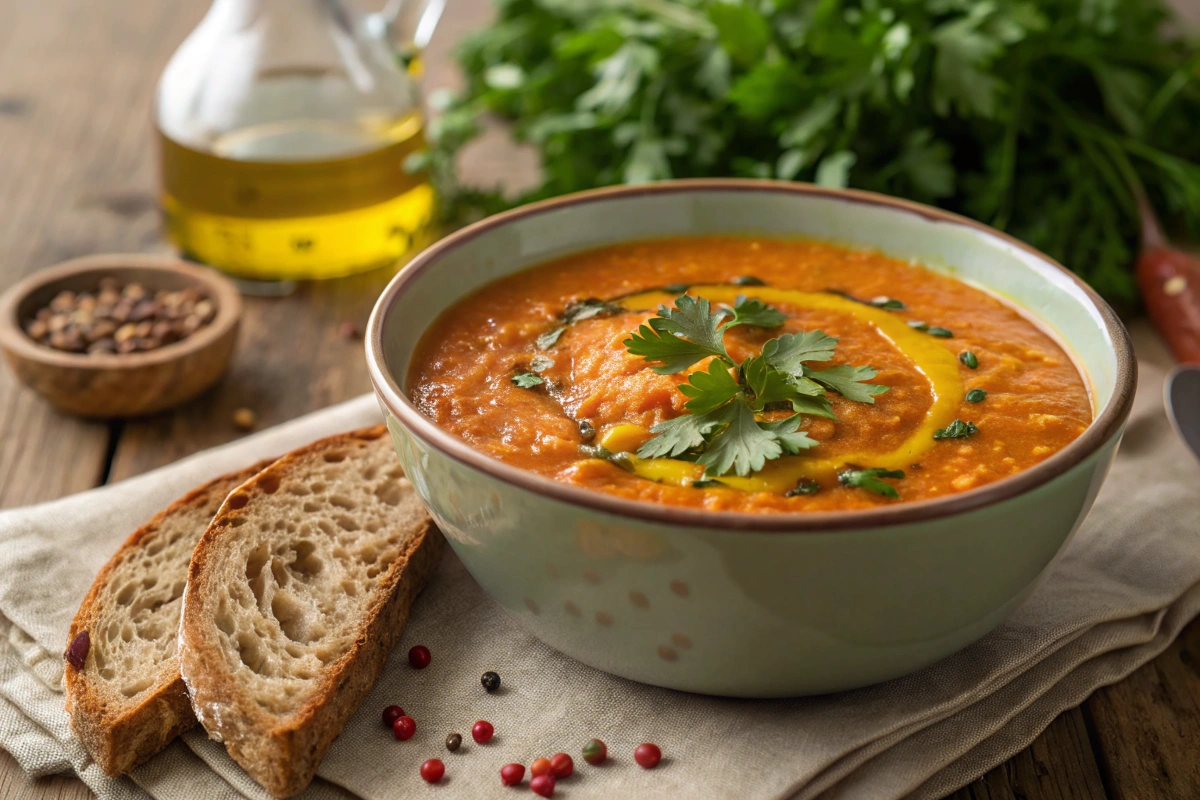 Naturally Vegan Lentil Soup with Crusty Bread