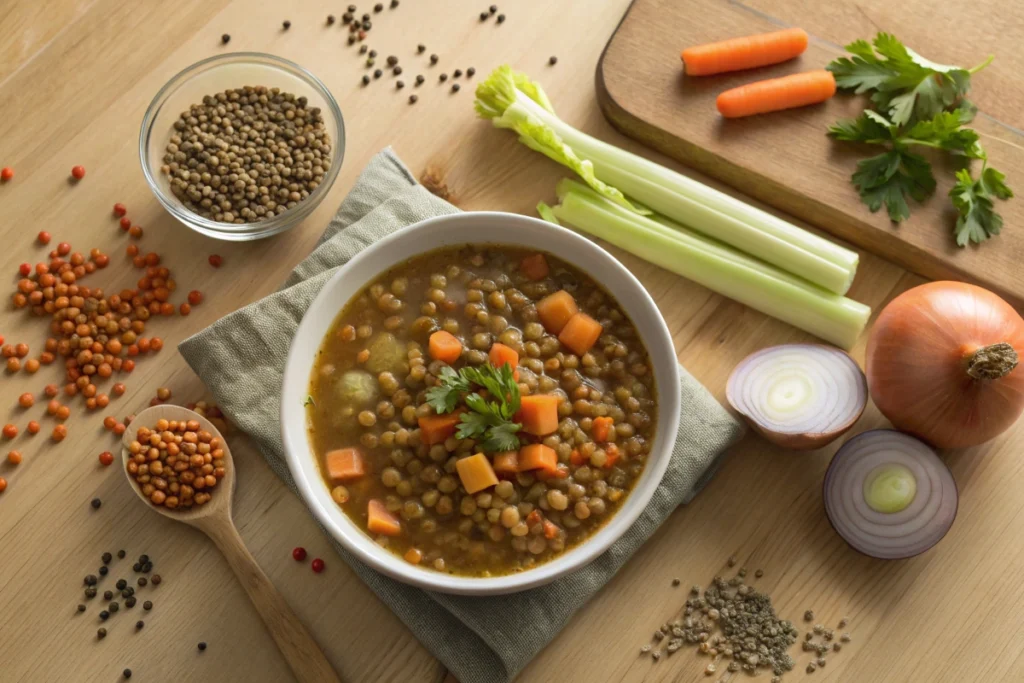 Fresh Ingredients for Naturally Vegan Lentil Soup