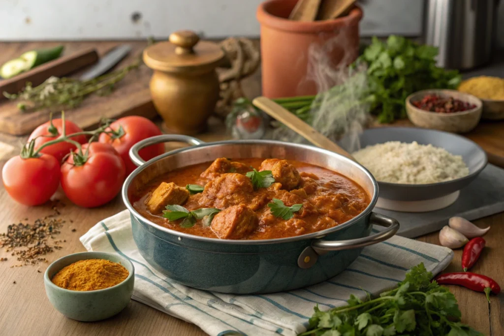 Making Chicken Tikka Tomato Masala at home.